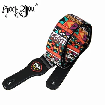 

New Rockyou real leather head, cotton Guitar Strap, acoustic guitar strap, electric guitar strap length 145cm