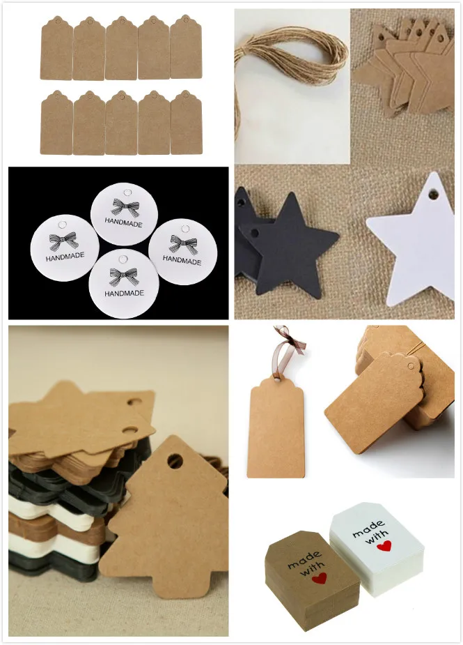

50/100Pcs Lovely Gift Tags Kraft Paper DIY Handmade Price Tags/Baking Bags Packing Labels for Flower/Cosmetics/Jewelry