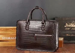 Top Men business bag black brown crocodile belly skin briefcase bag,100% genuine crocodile leather skin men business laptop bag