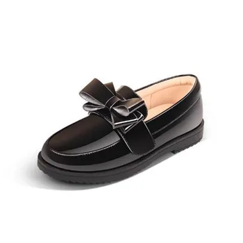 

New Children Loafers Butterfly-knot Soft Patent Leather Student Dress Single Shoes Baby Toddler Spring/Autumn Kids Flats 02B