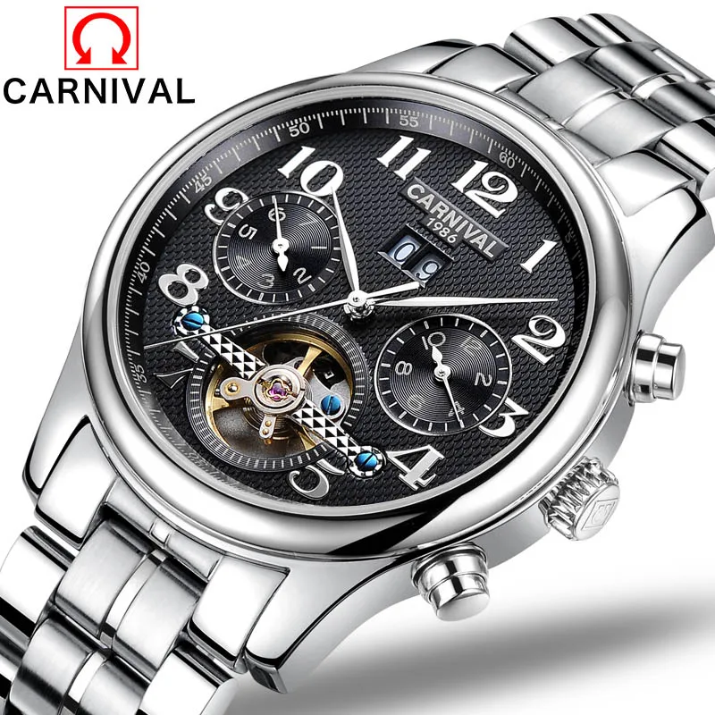 

Men Watches Automatic Mechanical Watch Tourbillon Sport Clock Stainless Steel Casual Business Retro Wristwatch Relojes Hombre