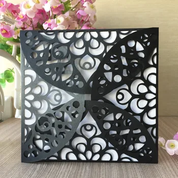 

50pcs/lot Chic Pearl Paper Wedding Cards Invitations 2019 Unique Four Folded Birthday Party Invitations Greeting Gift Card