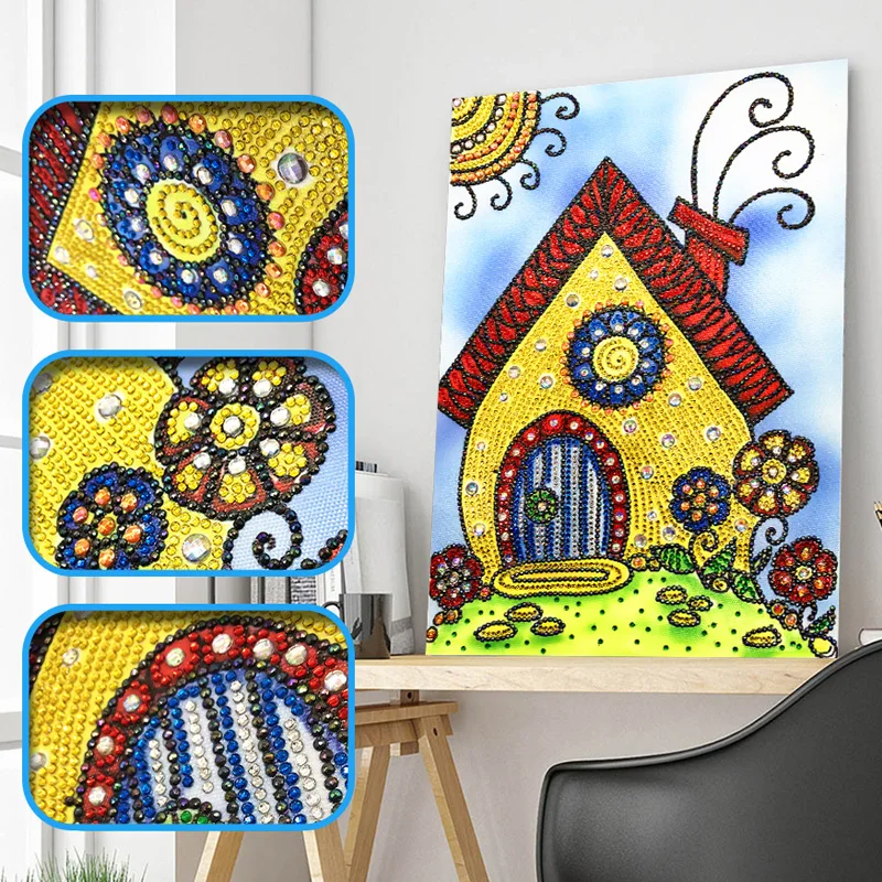 RUBOS DIY Diamond Embroidery House Abstract Art Religion Diamond Painting Mosaic Scenery 5D Big Bead Pearl 3D Crystal Glass Sale (15)