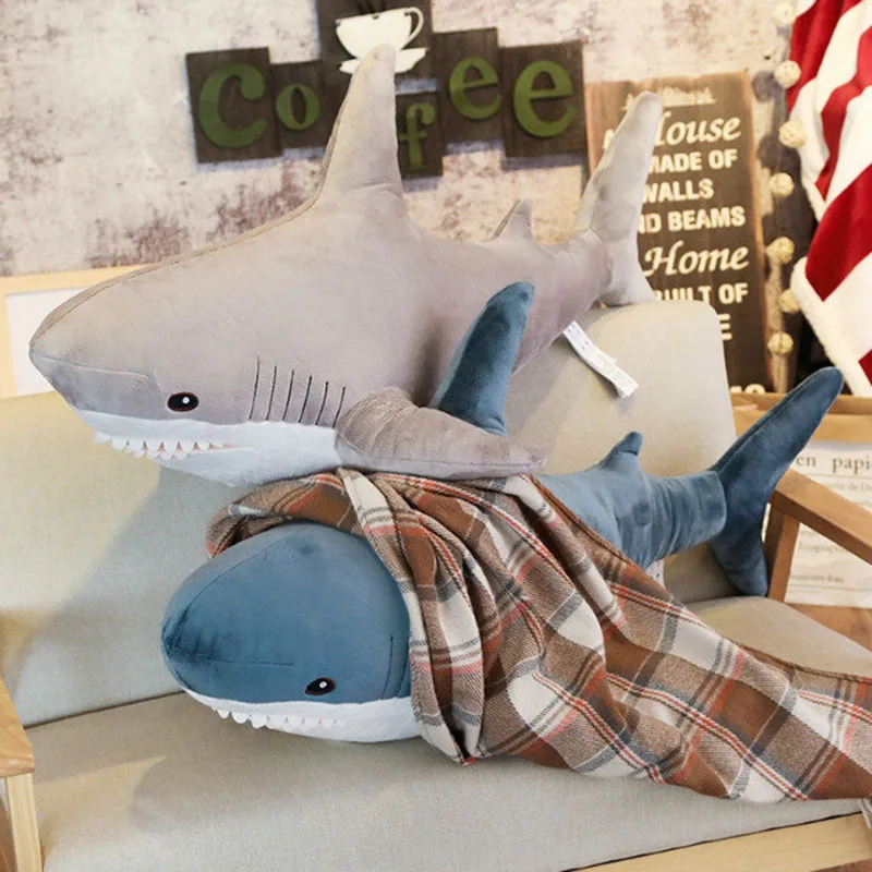 Ins Горячая 5" гигантский размер Акула мягкая подушка морские животные синяя Подушка Реалистичная подушка мягкая рыба кукла Россия Популярная игрушка трюк Рождество