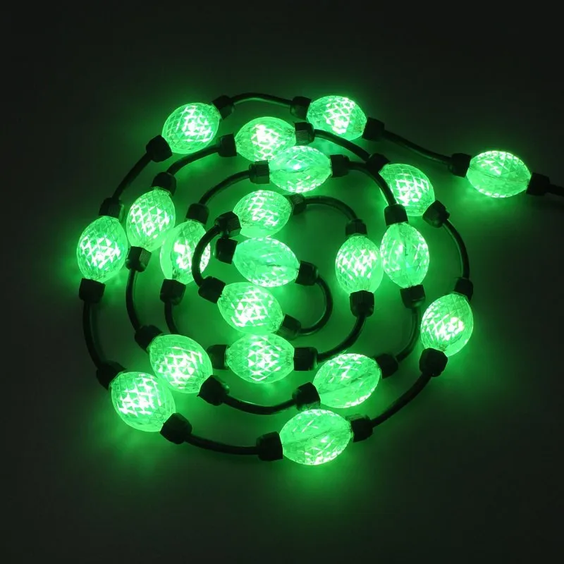 Ip67 Dc24v Ucs2903 Endereçável Full Color Clear Bola; 3d 35mm Diâmetro; 1.44 w; Dupla Face 3 Pcs 5050 Leds Cada Lado; 40 Pcs e string; 4 Módulos de LED