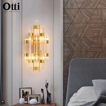 

Modern Art Decor Crystal Wall Lamps European Style LED Sconce Living room Bedroom Corridor Aisle Light With Flowers Shade