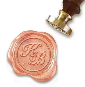 

Personalized Initials Monogram Custom Wax Seal Stamp -1" round die-Intertwined Snell Staggered Overlay