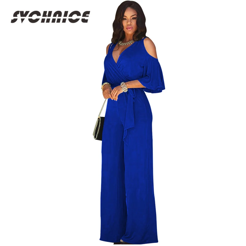 Summer Jumpsuit Woman 2018 Solid Wide Leg Romper For