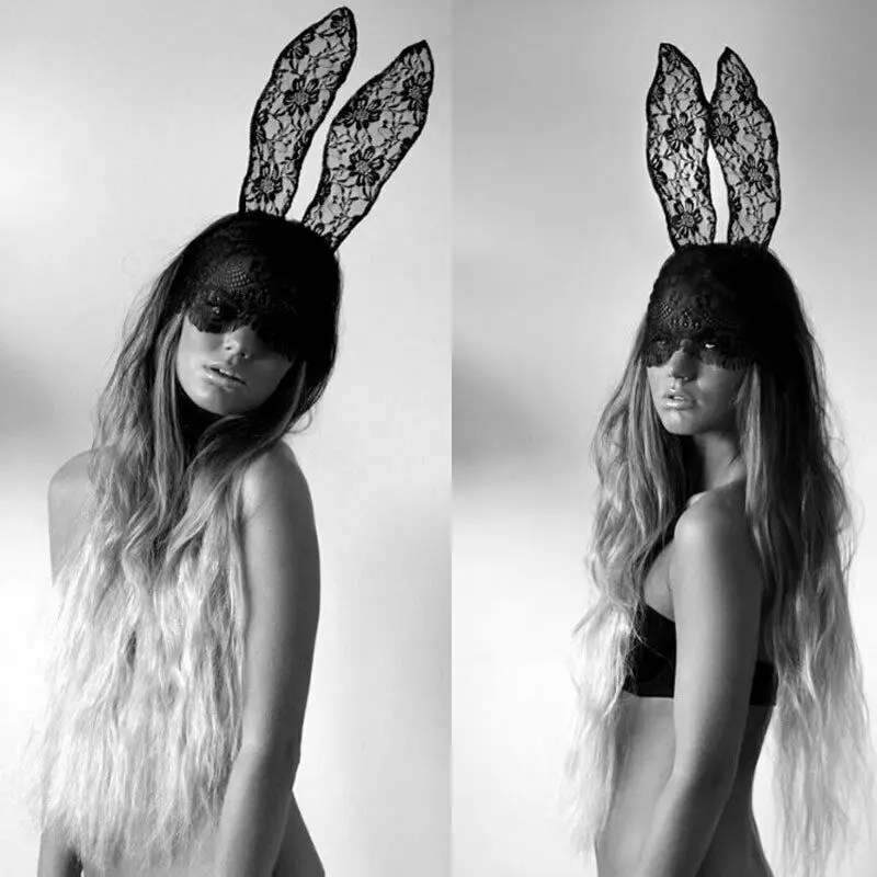 

New Halloween Party Mask Women Black Lace Rabbit Ear Cat Eye Face Mask Masquerade Halloween Costume Worthy