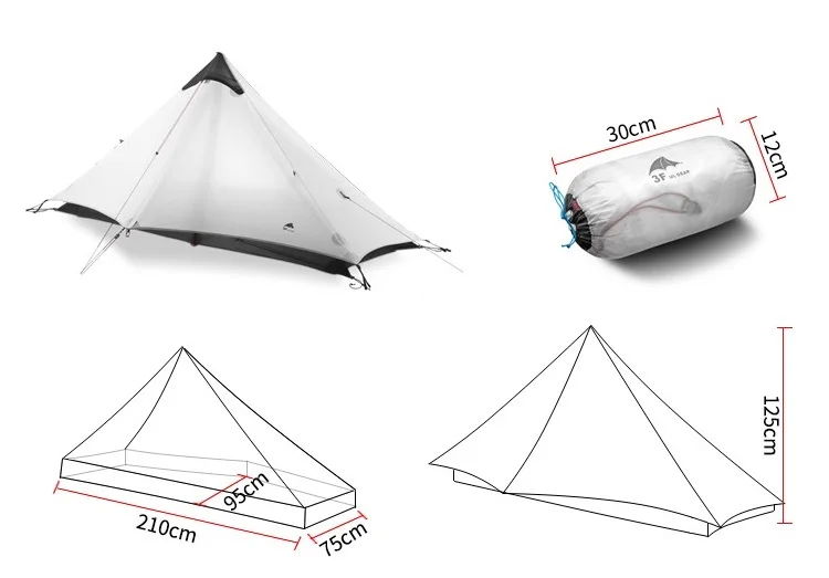 3F UL GEAR 1 человек наружная Ультралегкая палатка для кемпинга 3 сезона 1 для одного человека профессиональная 15D нейлоновая с силиконовым покрытием Бесшумная палатка