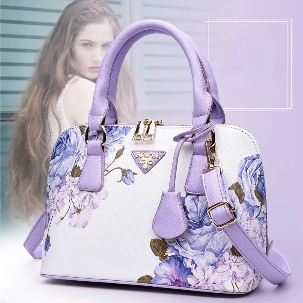 

Elegant Chic Lady Shell Bag Cross Body Floral Print Faux Leather Handbag Gift 2019