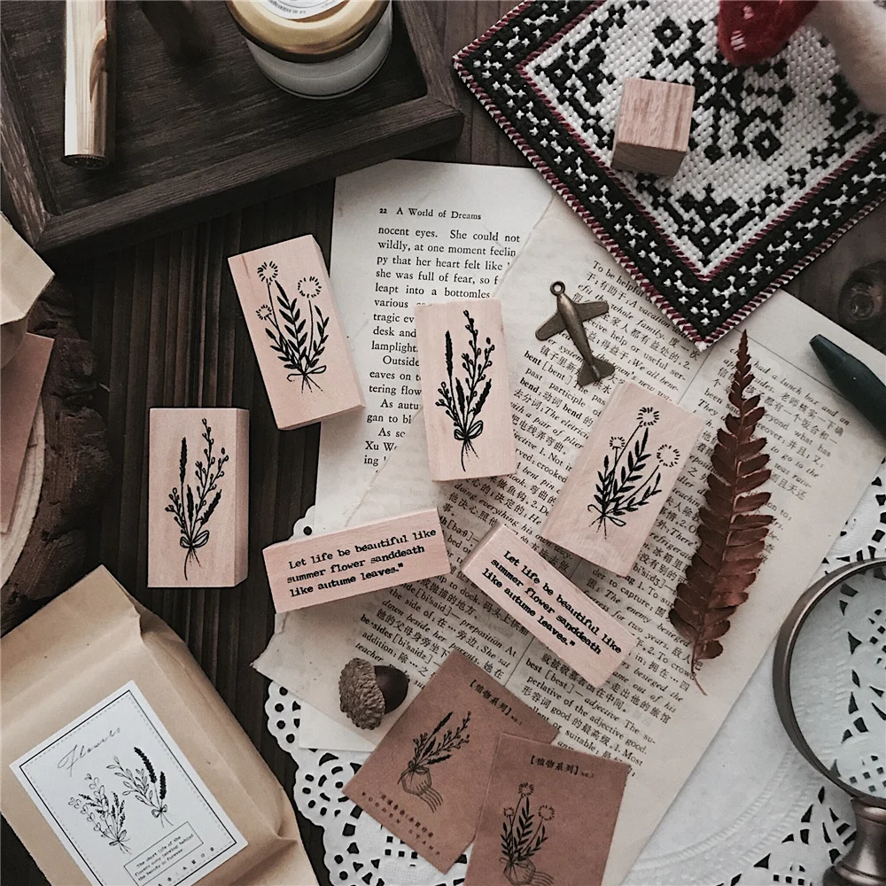 

3Pcs New Arrival 2019 Plant Flowers Wooden Stamps For Scrapbooking Bullet Journal Hand Craft Sentiment Sweet Rubber Stamp A011