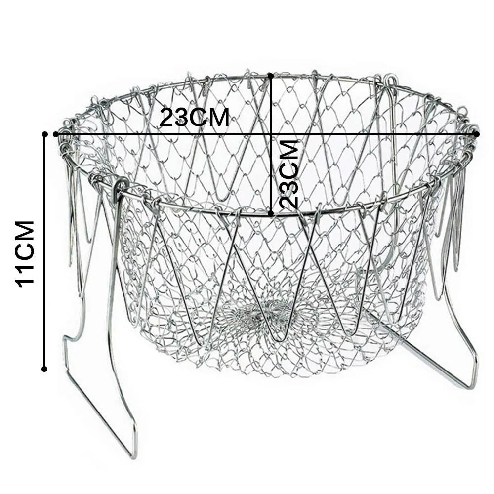 Складной дуршлаг, сетчатая корзина, промывка паром, фильтр из нержавеющей стали, Кухонное сито, фри, корзина для французского шеф-повара, инструменты для приготовления пищи - Цвет: PJ626