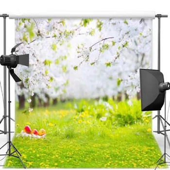 

Willow Tree Green Grass Spring Easter Egg Photography Backgrounds Vinyl cloth High quality Computer print party backdrops
