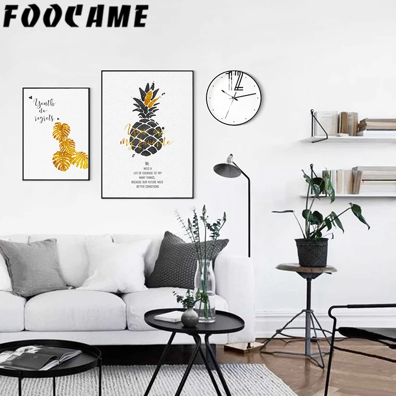 Foocome ананас Monstera художественная стена с цитатой Печать холст картина плакат