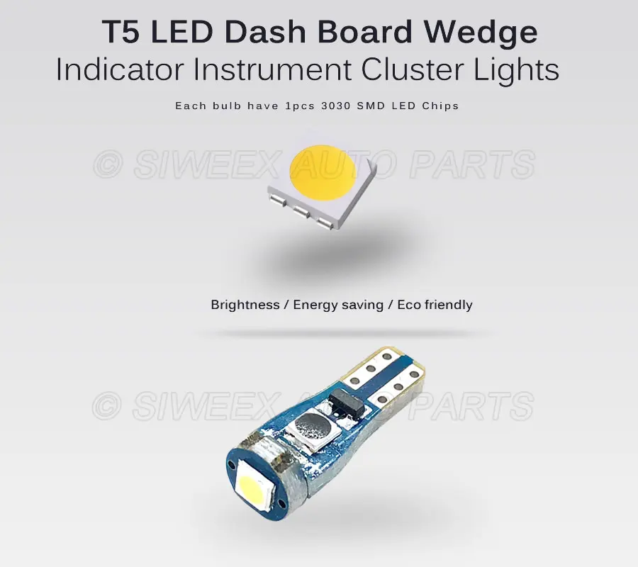 10x T5 37 70 73 74 приборной панели 3030 SMD 1 светодиодный супер яркий свет сигнальная лампа