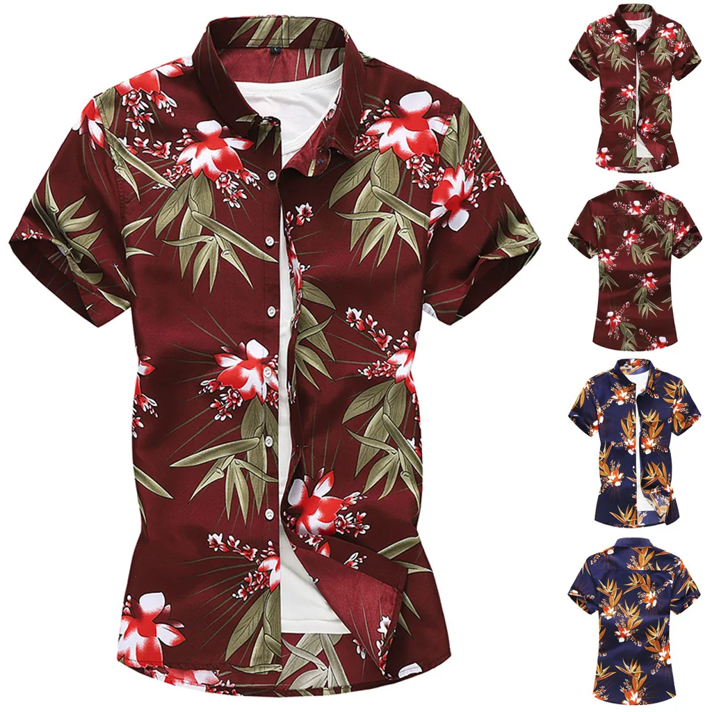 Summer Short sleeve Men Shirt 2019 New Fashion Printed Button Short Sleeve Hawaiian Casual Tops For Male Blouse 4.12