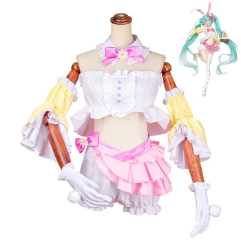 

2019 New Vocaloid Hatsune Miku Cosplay Costume Miku Cute Spring Rabbit Ears Costume Carnival/Halloween Party Costumes for Women
