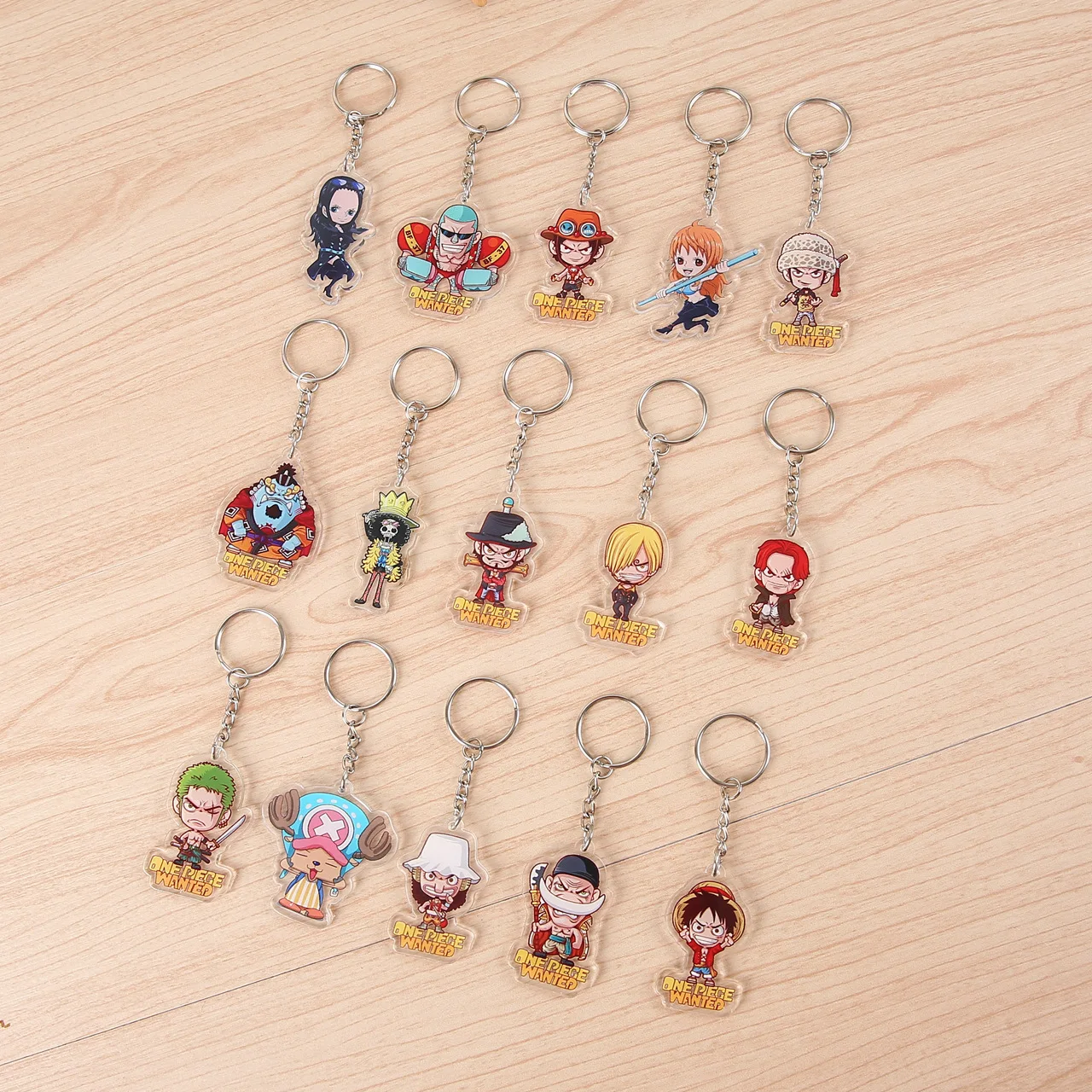 

Anime One Piece Cosplay Keychain Double Sided Key Chain Acrylic Pendant Accessories Cartoon Key Ring Gift