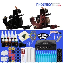 Полный комплект татуировки, набор станков для татуировки, 10 цветов, чернила, ЖК-дисплей, источник питания, татуировки, профессиональные татуировки, перманентные инструменты для боди-арта, набор