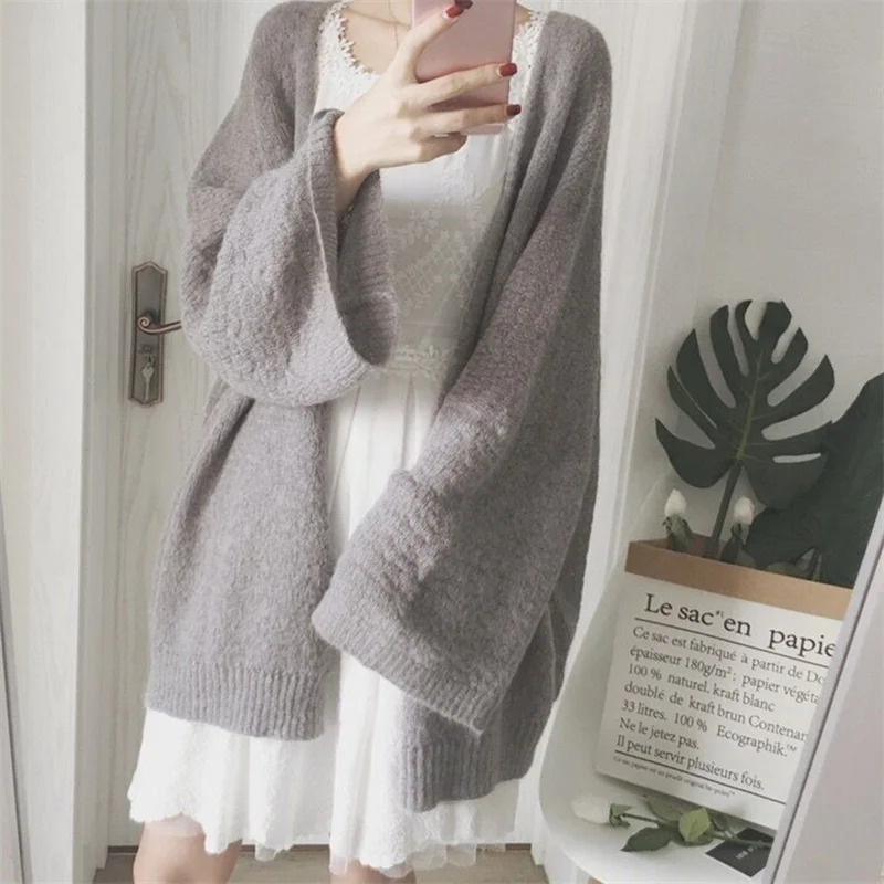 

Long Cardigan Female 2019 spring Autumn Women Long Sleeve Bright wire Cardigan Sweater Easy section soft Knitted Cardigans BL012