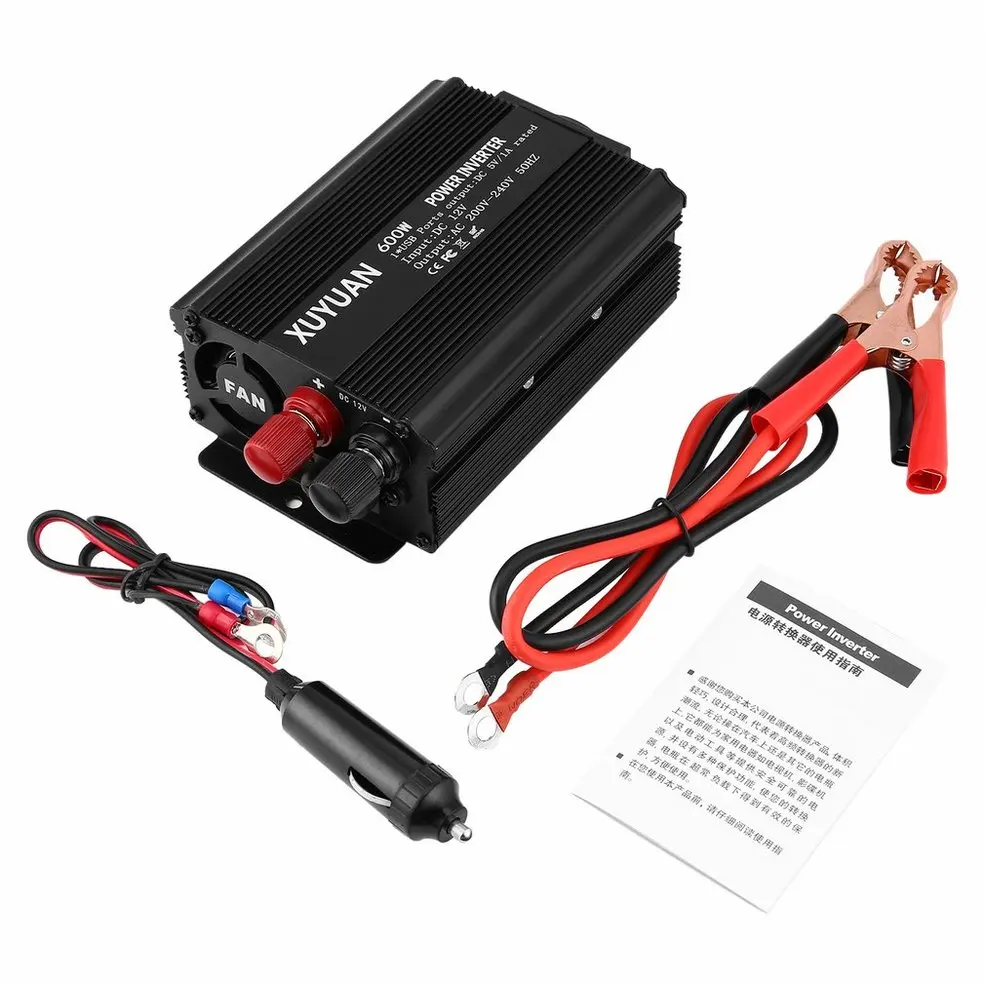  Inversor de corriente USB profesional de 600W de 12V a 220V CA con indicador LED convertidor de coc