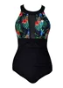 One Piece Swimsuit with Front and Back Mesh Panels  22