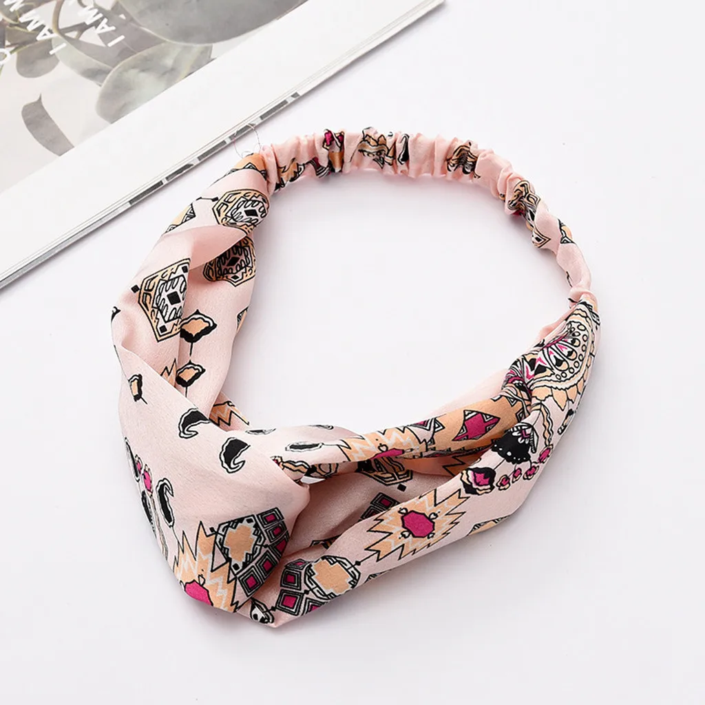 

women boho yoga hair band floral print headband sport ruched elastic yoga accessories for sport turban New bezel for hair#T48