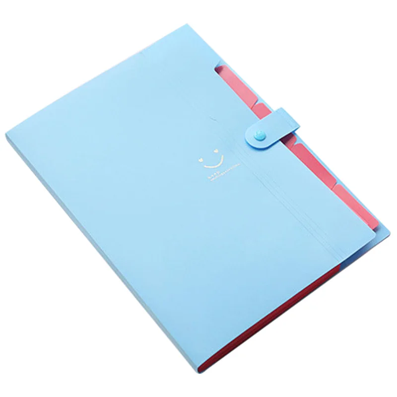 

Kawaii FoldersStationery Carpeta File Folder 5layers Archivadores Rings A4 Document Bag Office Carpetas (Sky Blue)