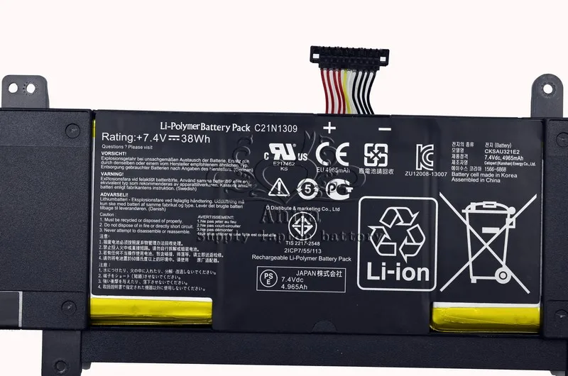JIGU 0B200-00580100M C21N1309 C21PQ2H Original laptop Battery For ASUS Q301L for VivoBook S301LA S301LP
