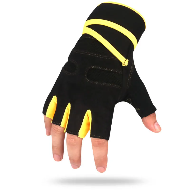 Фитнес Половина Finger перчатки открытый для верховой езды мужские и женские Тяжелая атлетика гантели упражнения дышащий противоскольжения