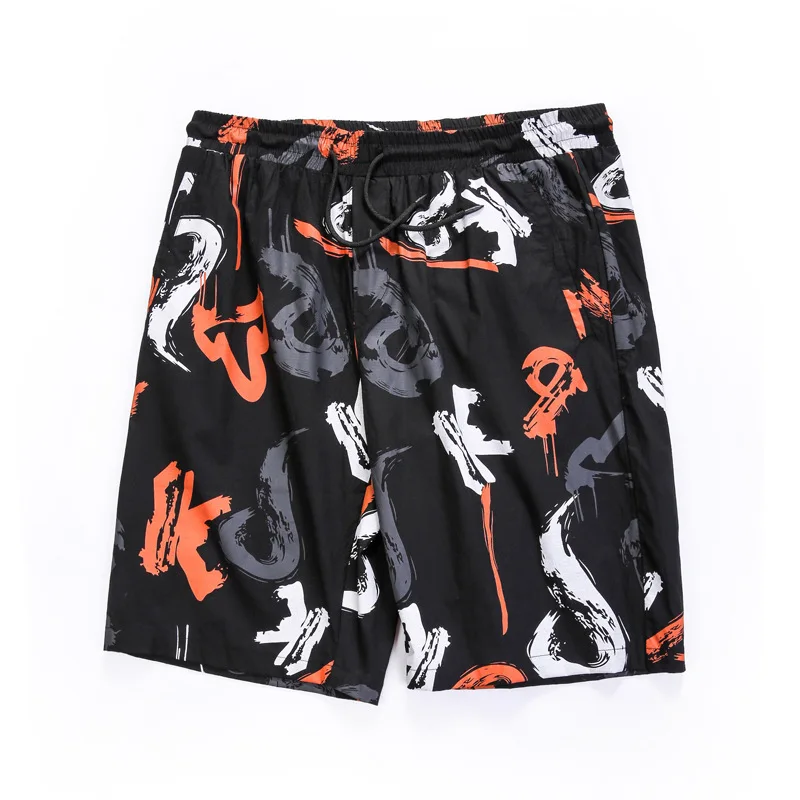 Летние новые мужские хлопчатобумажные шорты индивидуальность в этническом стиле цветные строчки Досуг Дикие мужские свободные цветочные шорты