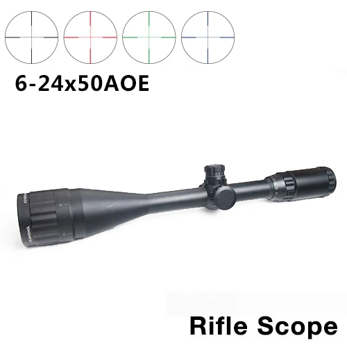 

6-24X50 Full Size Mil-dot RGB Zero Locking / Resetting Optics Riflescope HT6-0050