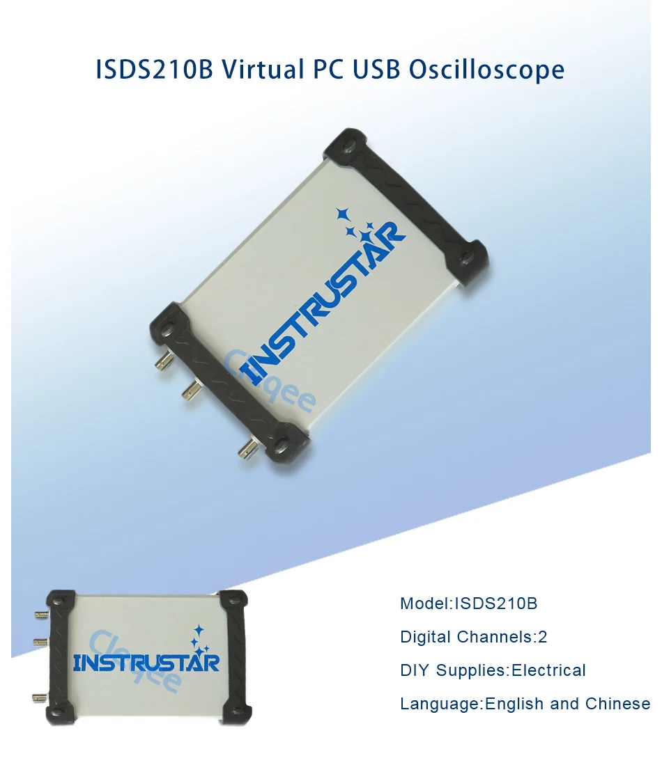 ISDS210B 4 в 1 двухканальный ПК USB портативный цифровой осциллограф+ анализатор спектра+ DDS+ развертки 40 м 100 мс/с