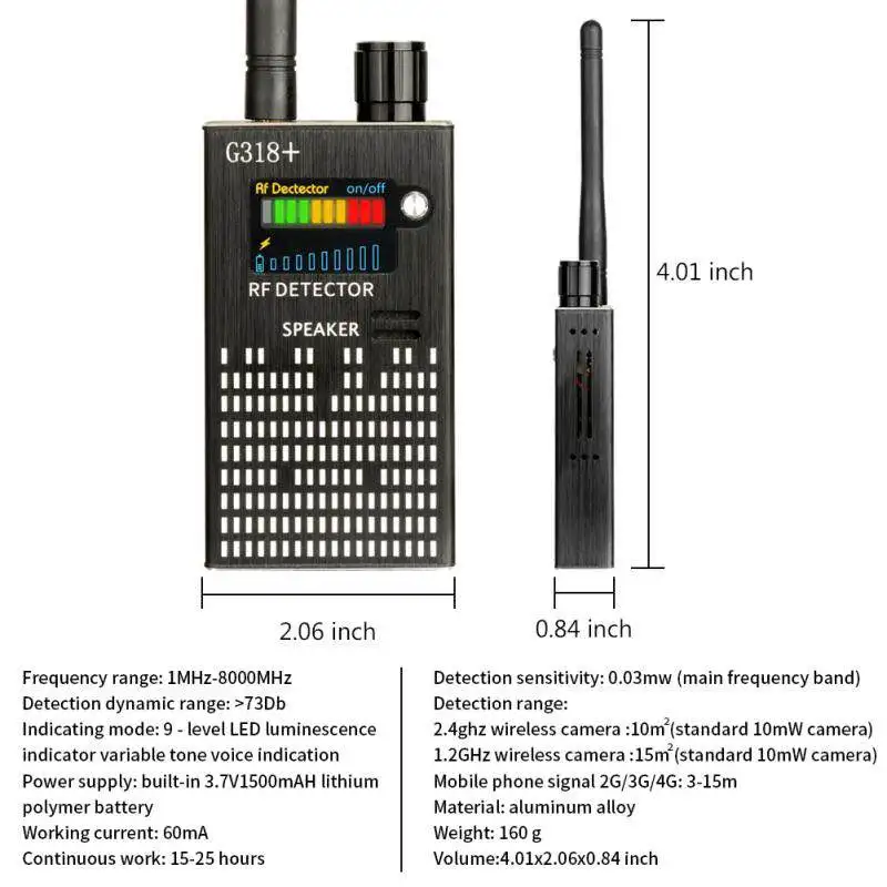 G318+ Анти-шпион ошибка gps Камера Радиочастотный детектор комплект [ Новейшие усовершенствованные]