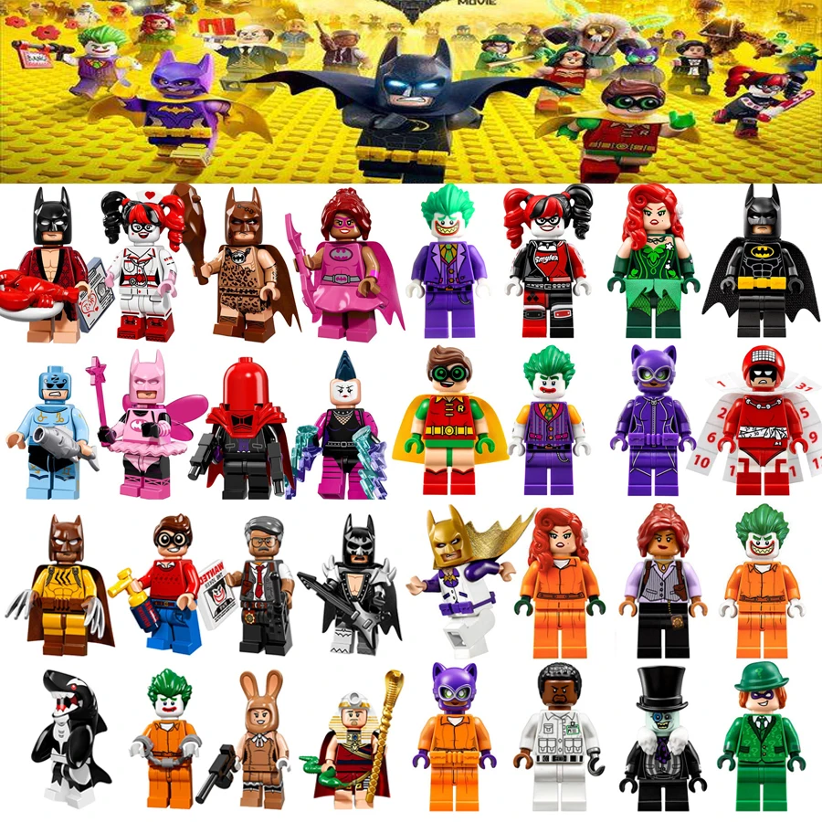 

For Batman Movie Freeze Poison Lvy Harley Quinn Joker Calendar man Joker Barbara Gordon Figures Building Blocks Toys