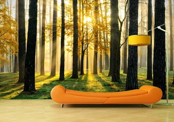 

Custom Wallpaper Murals Sunshine Fresh Forest Self Adhesive Vinyl Wall Sticker Poster Wall Paper Art Wall Painting Living Room