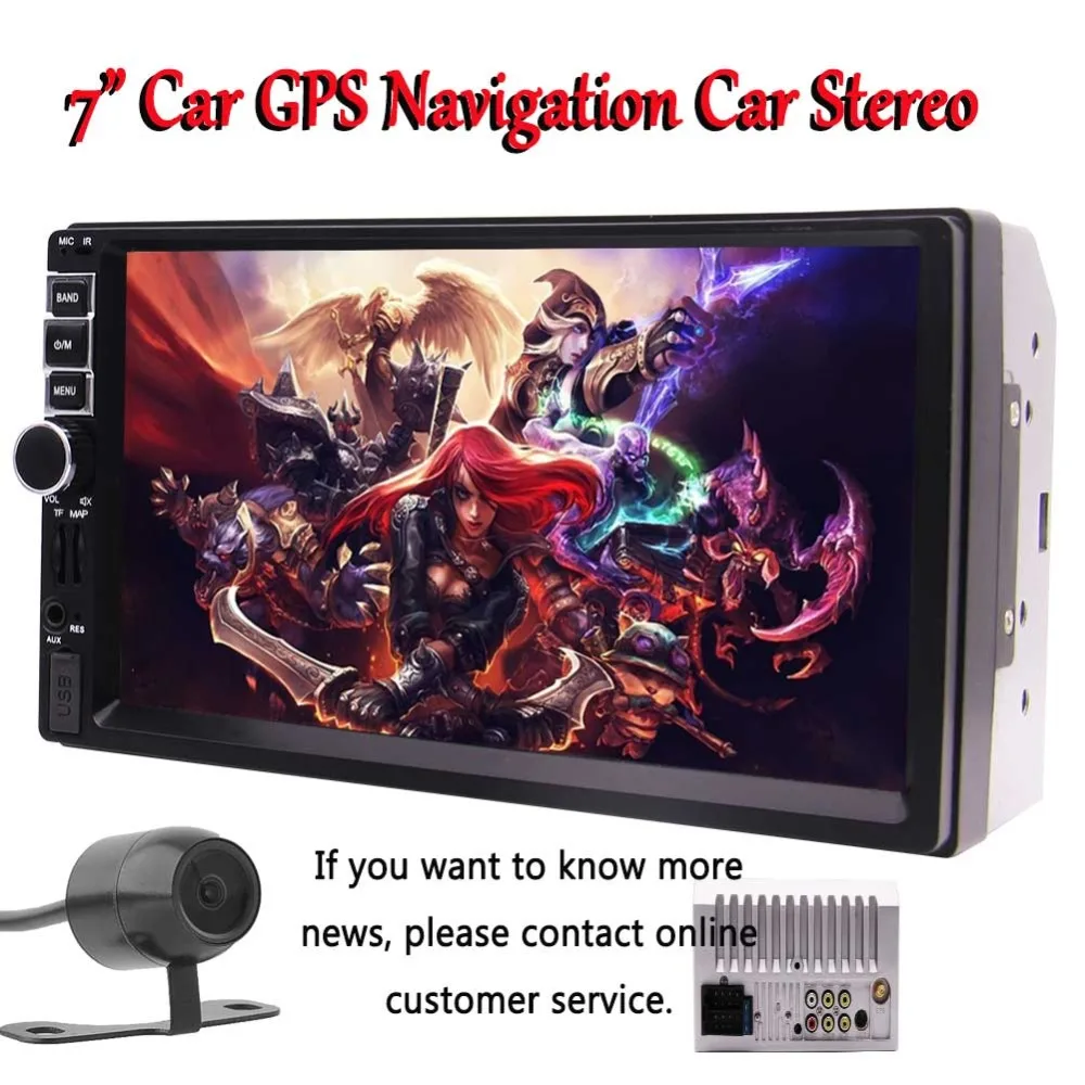 

7 Inch Car Stereo Double DIN 2DIN GPS Navigation Capacitive Touch Screen Bluetooth USB SD TF Card HD 1080P Video FM Radio Screen