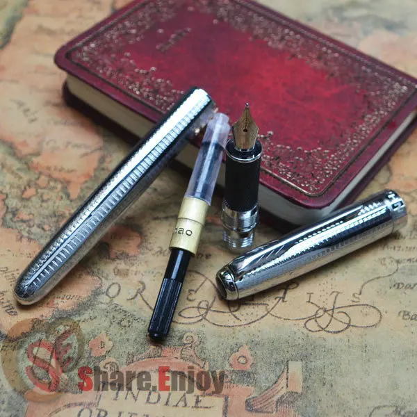 JINHAO 601 полностью Серебряная перьевая ручка с средним наконечником 18KGP|fountain pen|nib