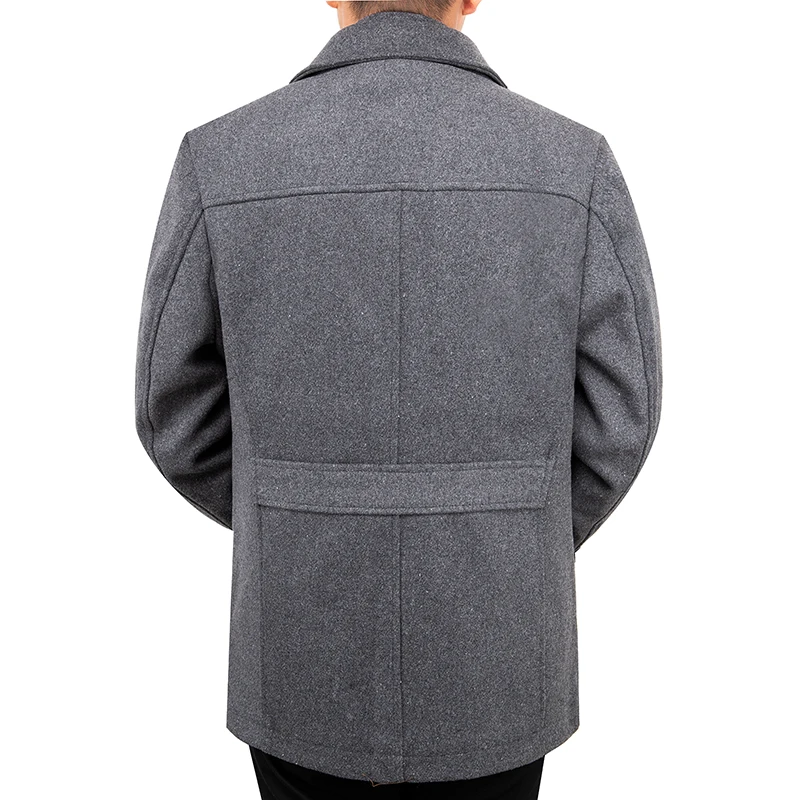 Новое поступление осенний высококачественный шерстяной серый повседневный Тренч Мужские Зимние Черные Серые деловые шерстяные куртки m-xxxl