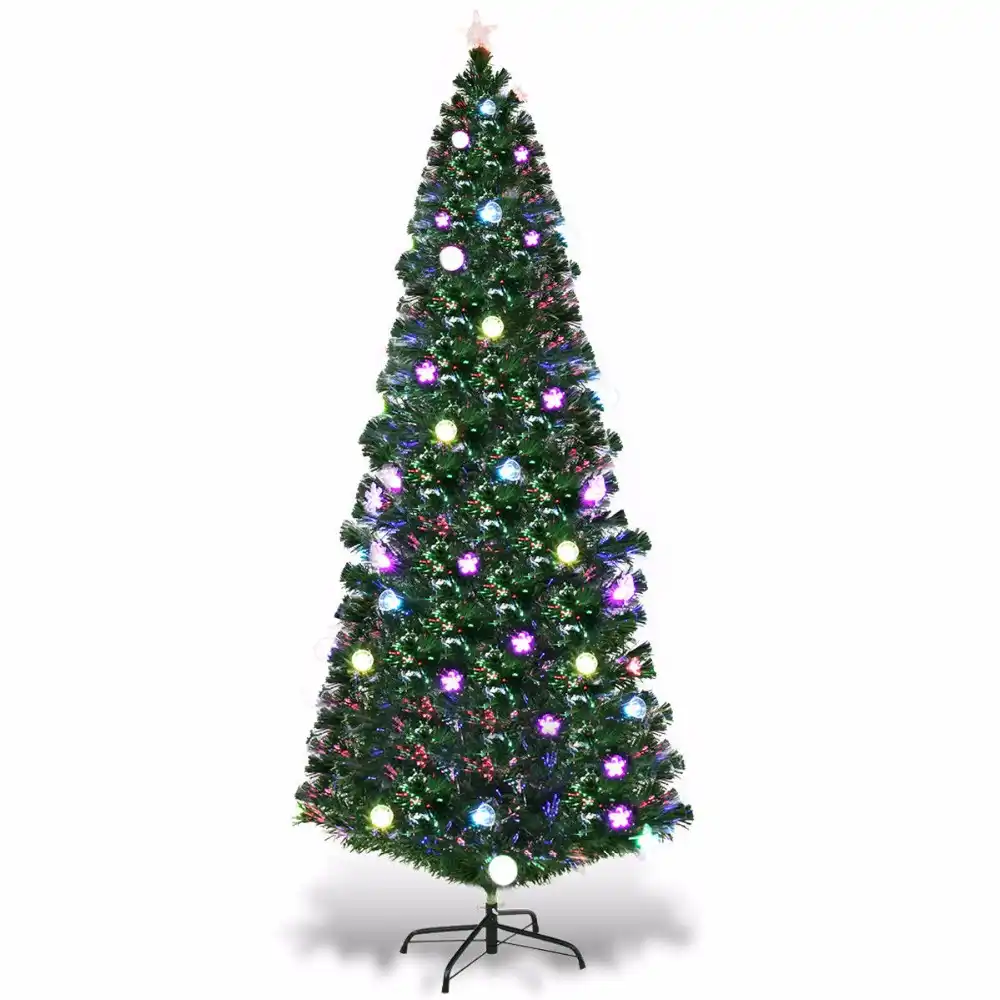 Goplus 7Ft Pre Lit Fiber Optic Artificial Christmas Tree w/ Multicolor