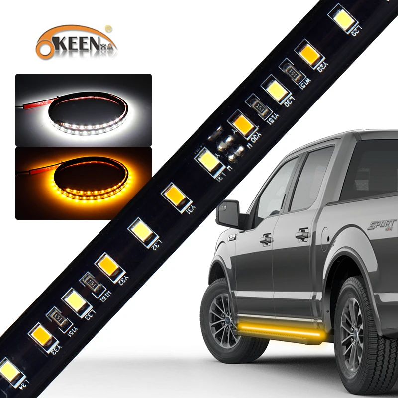 

OKEEN 49inch White Yellow Truck SUV Tailgate Light Bar 120LED 2835LED Reverse Stop Running Turn Signal Picukup Side pedal Light