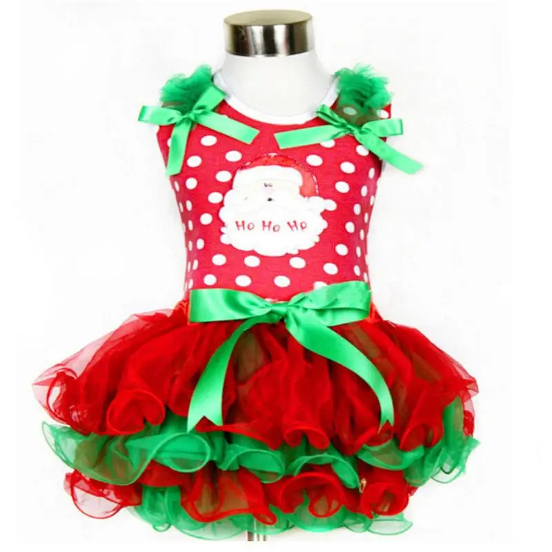 

Christmas Girls Dress Santa Claus Polka Dot Baby Dress Sleeveless Baby Girls Tutu Dress Lace Party Baby Costumes Girl Dress