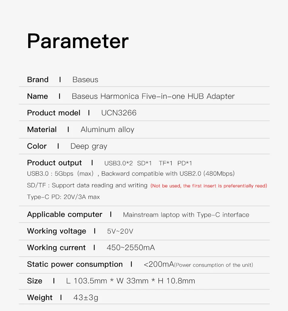 Baseus usb-хаб USB C к USB 3,0 SD/TF кард-ридер USB Aapter PD зарядка type C концентратор разветвитель для Macbook pro huawei Xiaomi концентратор