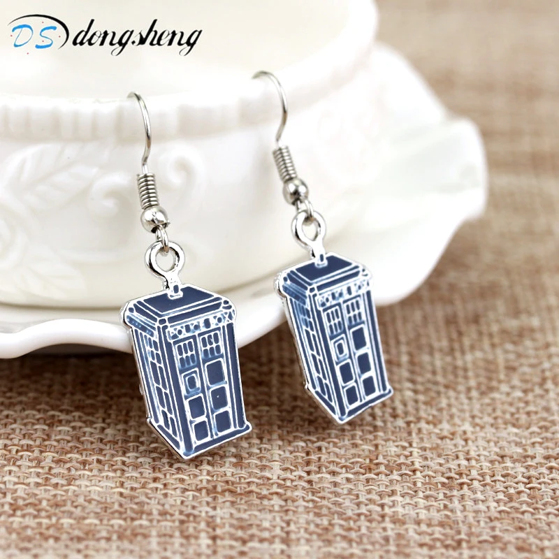 

dongsheng 2019 Women's Earring Dr Who Series Ear Pendant Jewelry Phone Booth Call Police Box Letter Doctor Who Logo Earrings