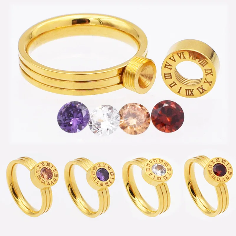 Классические кольца для женщин и мужчин, нержавеющая сталь, 4 цвета, циркониевые кольца, римская цифра, роскошные ювелирные изделия для женщин, высокое качество, свадебные украшения