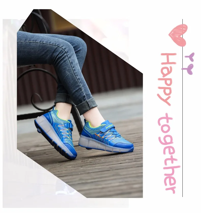 High Quality Kids LED Glowing Sneakers With Wheels Boys Light Up Shoes Girls Roller Skates tenis de rodinha10
