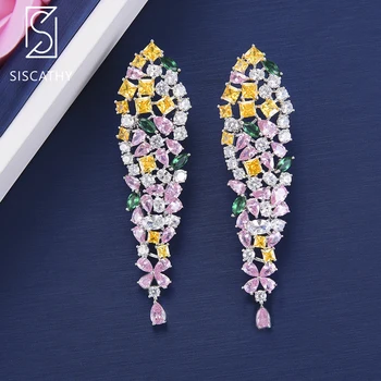 

Siscathy Luxury Cubic Zirconia Irregular Shape Pendant Dangle Drop Earrings pendientes mujer moda 2019 New Design Jeweley
