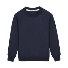 Простые однотонные базовые толстовки с капюшоном для мальчиков; унисекс; флисовый пуловер с круглым вырезом для девочек; цвет темно-синий; верхняя одежда; свитер; детская одежда; RKH175002