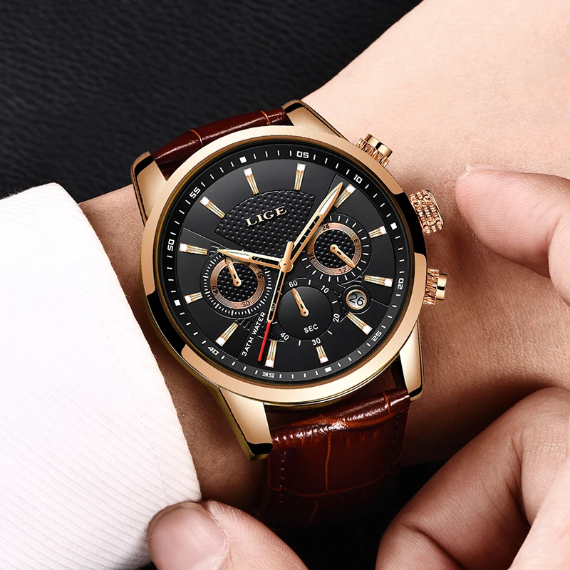 LIGE Mens Watches Top Brand Luxury Leather Casual Quartz Watch Men Military Sport Waterproof Clock Gold Watch Relogio Masculino LIGE Mens Watches Top Brand Luxury Leather Casual Quartz Watch Men Military Sport Waterproof Clock Gold Watch Relogio Masculino